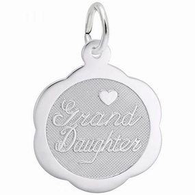 Sterling Silver Grandaughter Scalloped Disc Charm