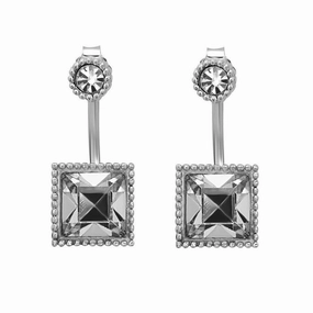 Sterling Silver Grey Crystal Ear Cuff Earrings
