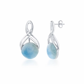 Sterling Silver Half Infinity Blue Larimar Earrings