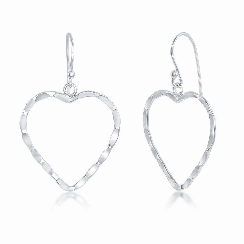 Sterling Silver Hammered Heart Earrings