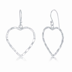 Sterling Silver Hammered Heart Earrings