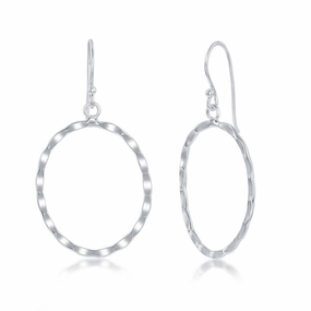 Sterling Silver Hammered Oval Earrings