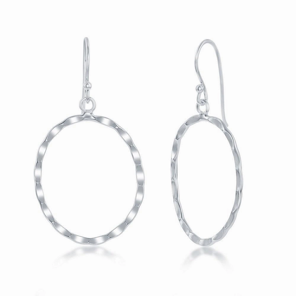 Sterling Silver Hammered Oval Earrings