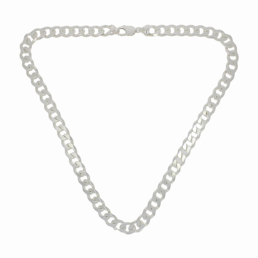 Sterling Silver Heavy Diamond Cut 121g Mens Curb Chain Necklace 22"