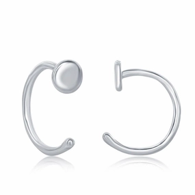 Sterling Silver High Polish Mini Disc Cuff Earrings