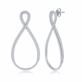Sterling Silver Infinity Design Micro Pave Earrings