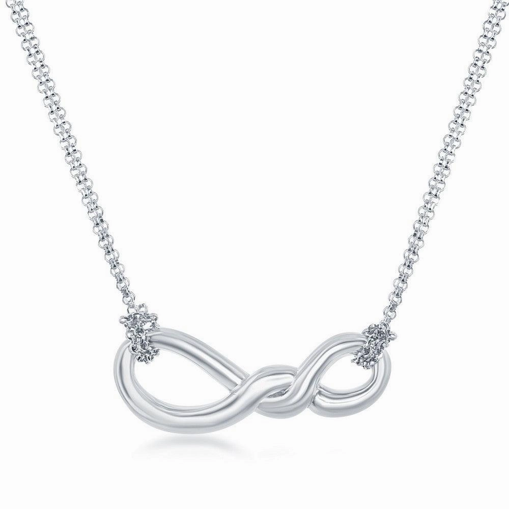 Sterling Silver Infinity Double Strand Necklace