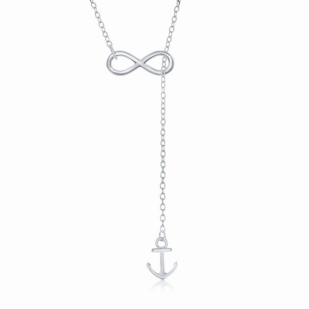 Sterling Silver Infinity Hanging Anchor Necklace