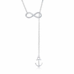 Sterling Silver Infinity Hanging Anchor Necklace