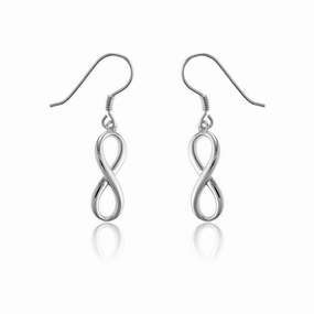 Sterling Silver Infinity "Figure 8" Solid Dangling Earrings
