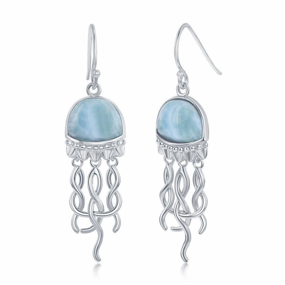 Sterling Silver Jellyfish Larimar Earrings