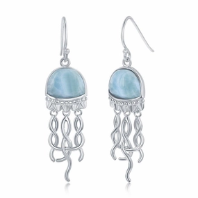 Sterling Silver Jellyfish Larimar Earrings