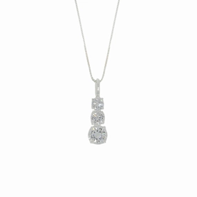 Sterling Silver Ladies Cubic Zirconia Triple Drop Pendant and Chain