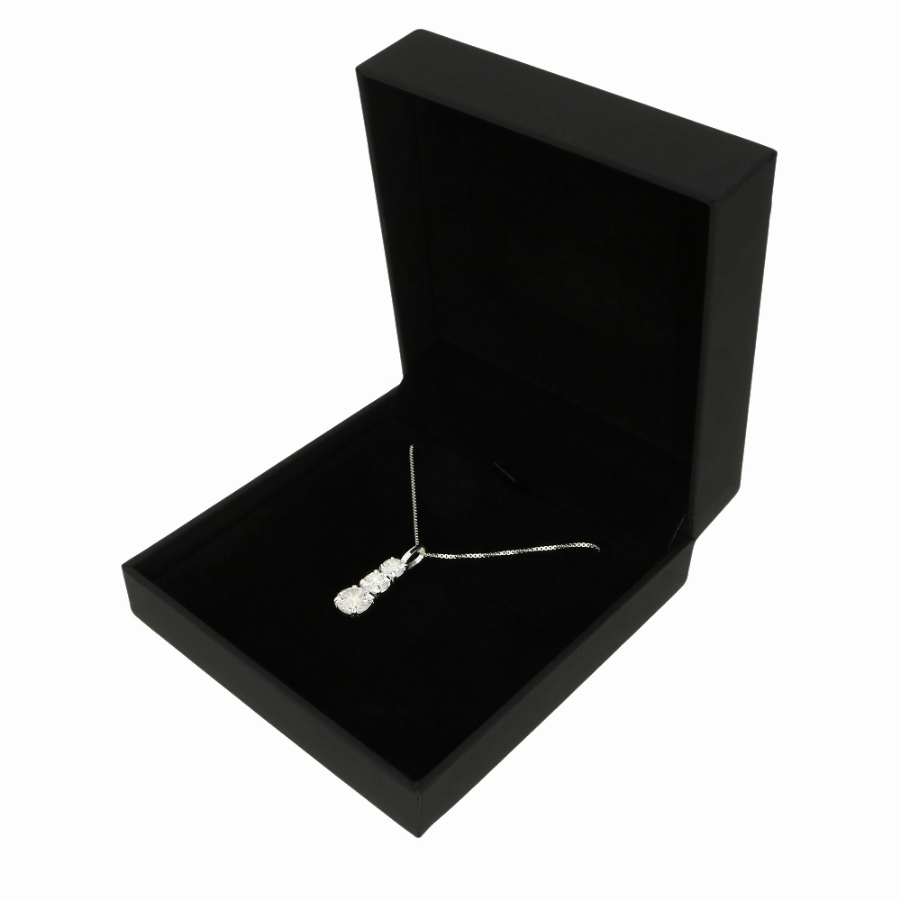 Sterling Silver Ladies Cubic Zirconia Triple Drop Pendant and Chain