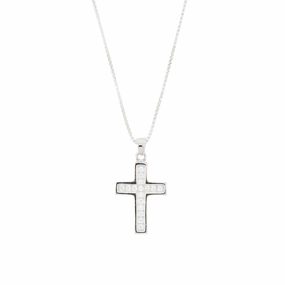 Sterling Silver Ladies CZ Cross Pendant & Chain