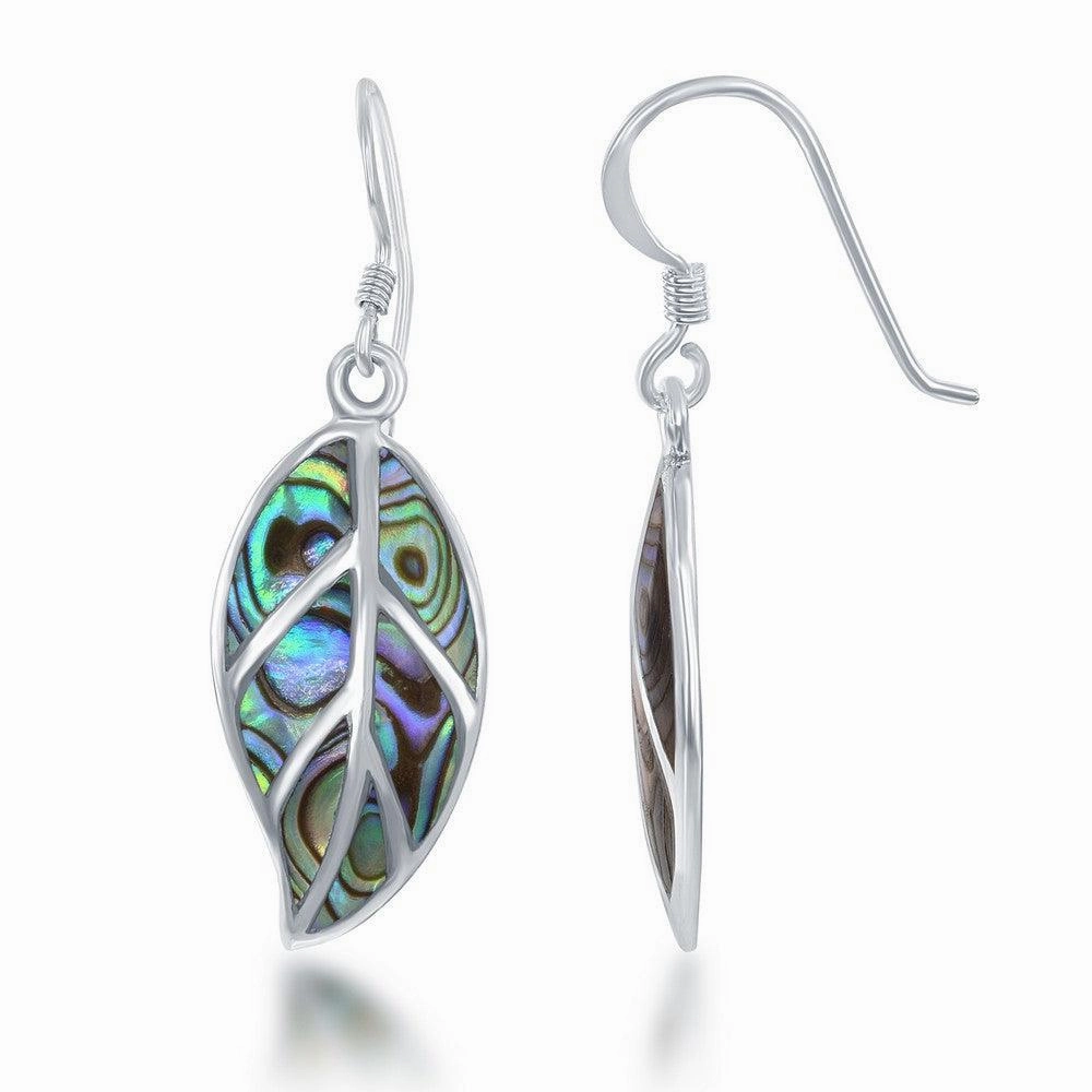 Sterling Silver Large Abalone Leaf Earrings