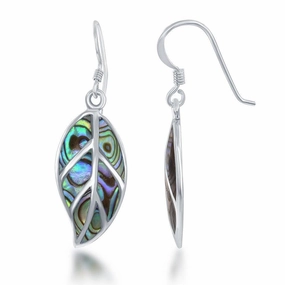 Sterling Silver Large Abalone Leaf Earrings