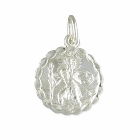 Sterling Silver Large Double Sided St Christopher Unisex Pendant R6948