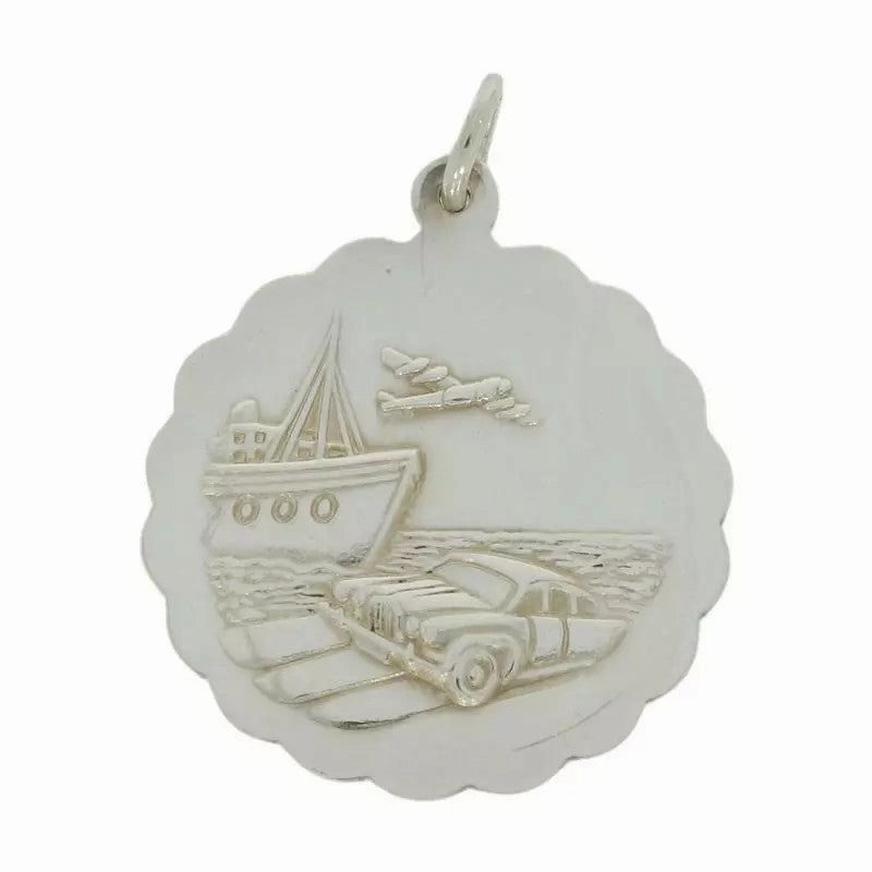 Sterling Silver Large Double Sided St Christopher Unisex Pendant R6948