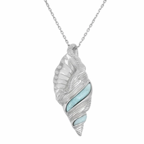 Sterling Silver Larimar Conch Shell Pendant