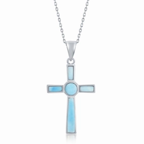 Sterling Silver Larimar Cross Pendant