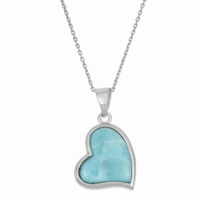 Sterling Silver Larimar Heart Pendant