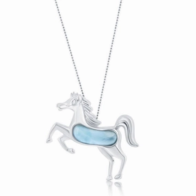 Sterling Silver Larimar Horse Pendant