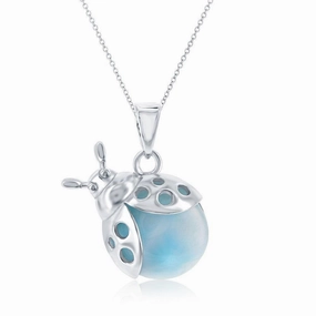 Sterling Silver Larimar Lady Bug Pendant