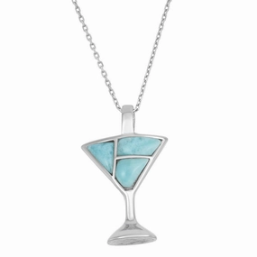 Sterling Silver Larimar Martini Glass Pendant
