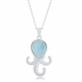 Sterling Silver Larimar Octopus Pendant