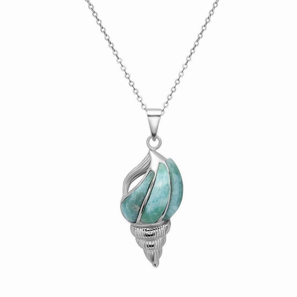 Sterling Silver Larimar Shell Pendant