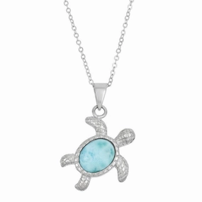 Sterling Silver Larimar Turtle Pendant