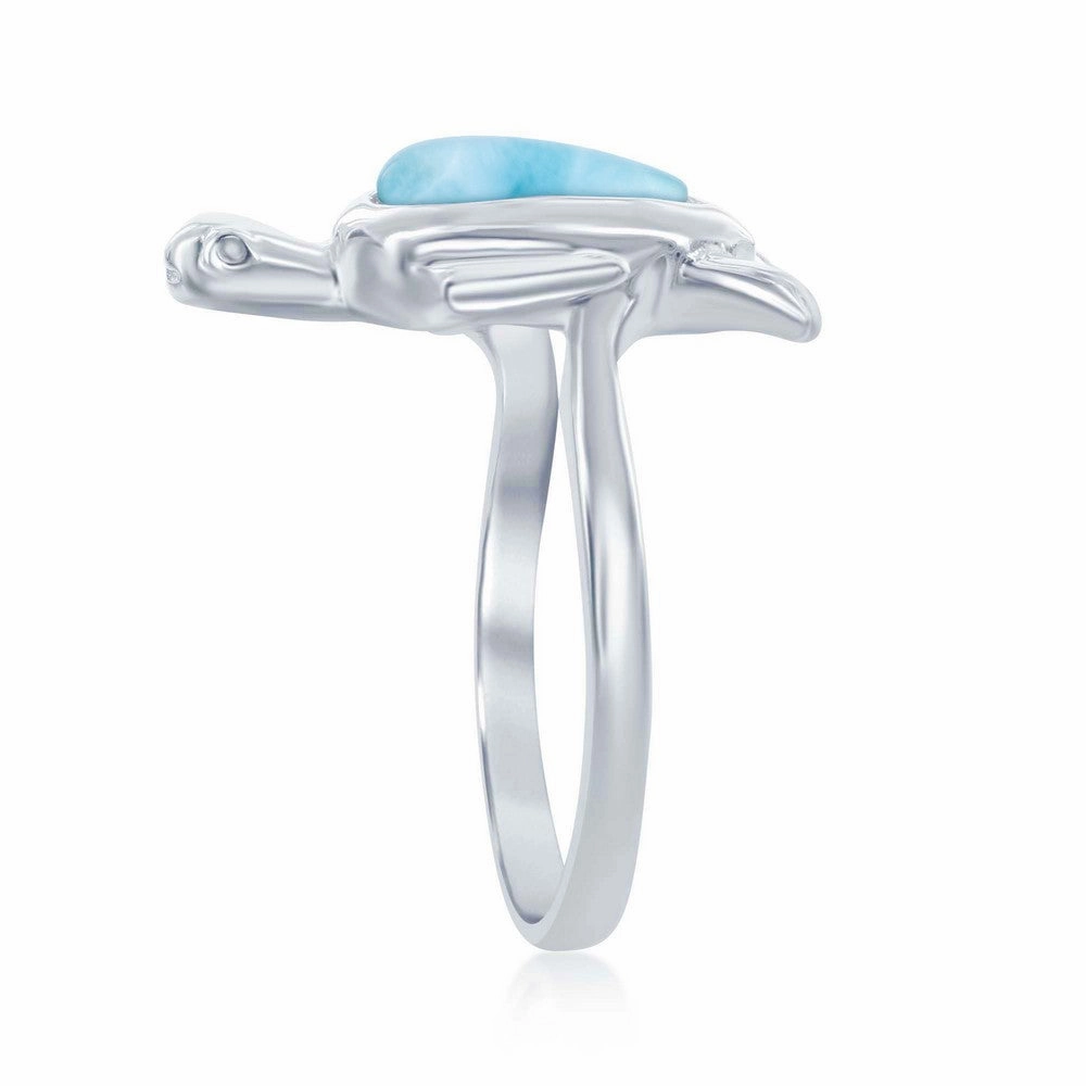 Sterling Silver Larimar Turtle Ring