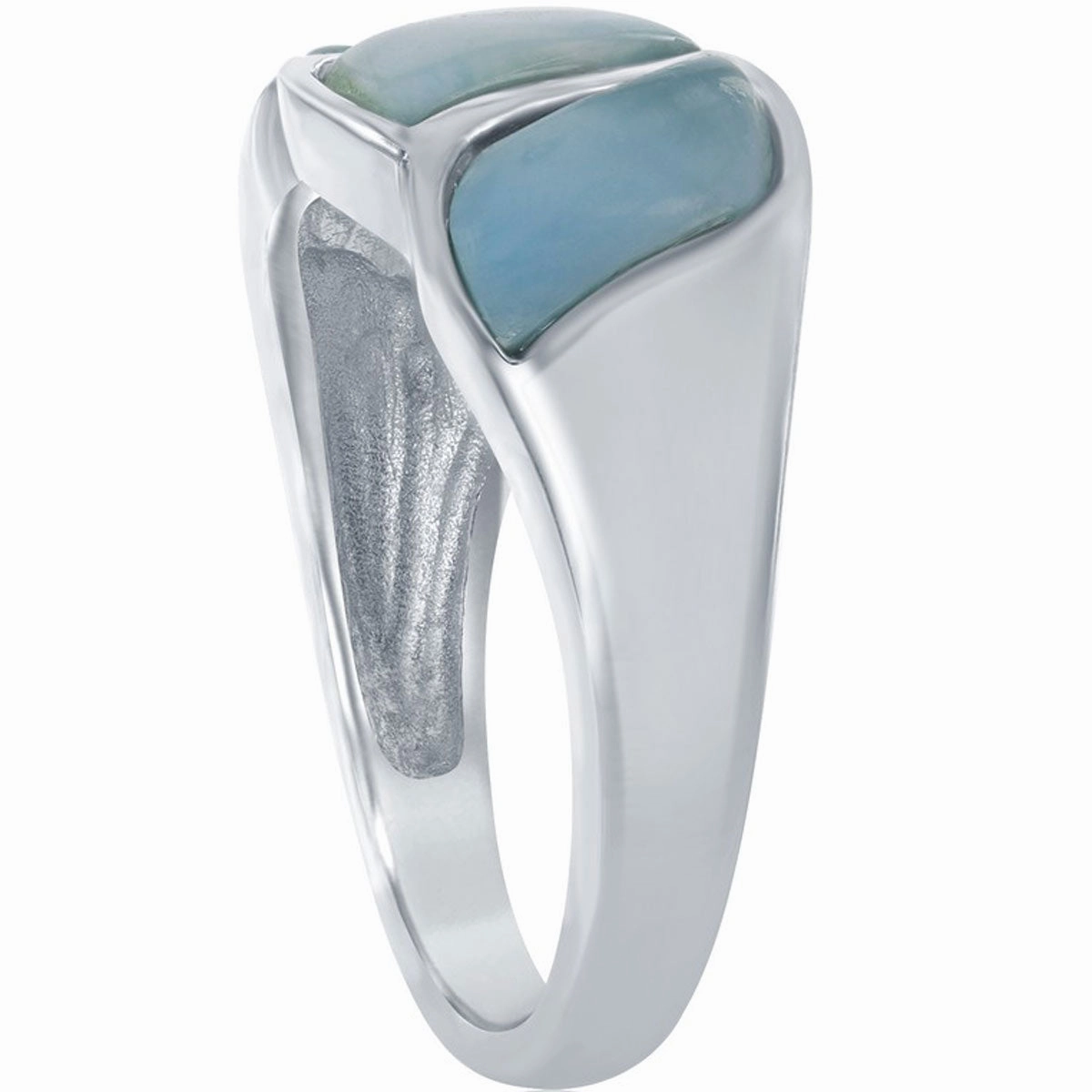 Sterling Silver Larimar Wave Design Ring, Size 9