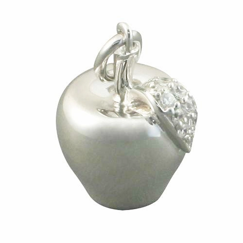 Sterling Silver Leaf on Apple Ladies Pendant and Chain