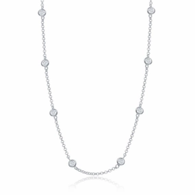 Sterling Silver Linked Round CZ Necklace