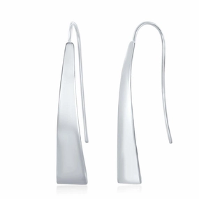 Sterling Silver Long Triangle Shaped Earrings