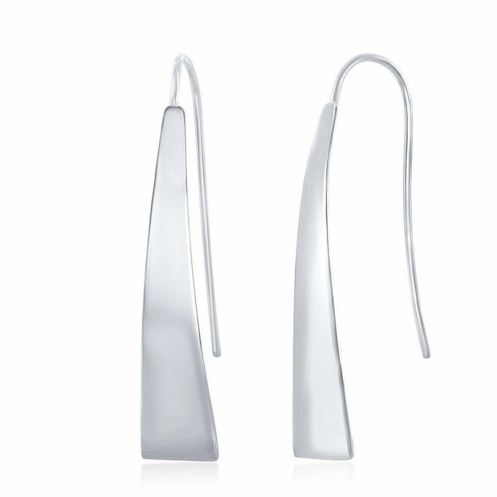 Sterling Silver Long Triangle Shaped Earrings