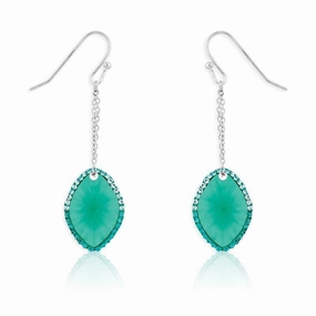 Sterling Silver Marquise CZ Green Crystals Earrings