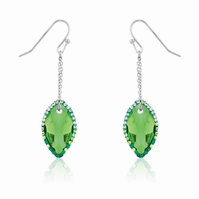 Sterling Silver Marquise Green CZ Dangling Earrings
