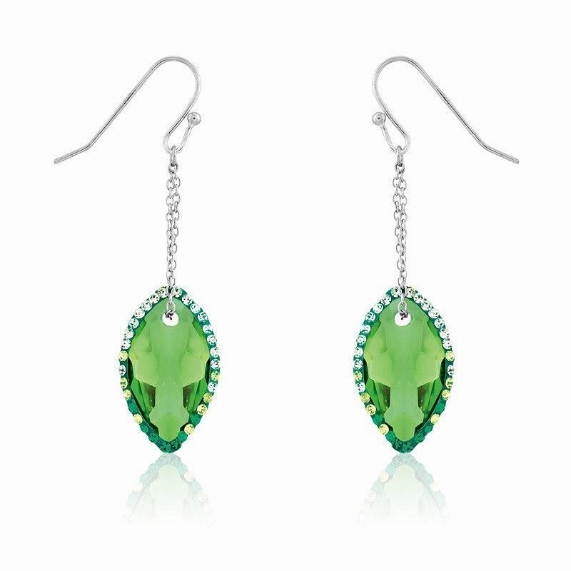 Sterling Silver Marquise Green CZ Dangling Earrings
