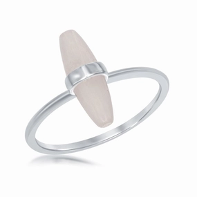 Sterling Silver Marquise Rose Quartz Ring - W-1796