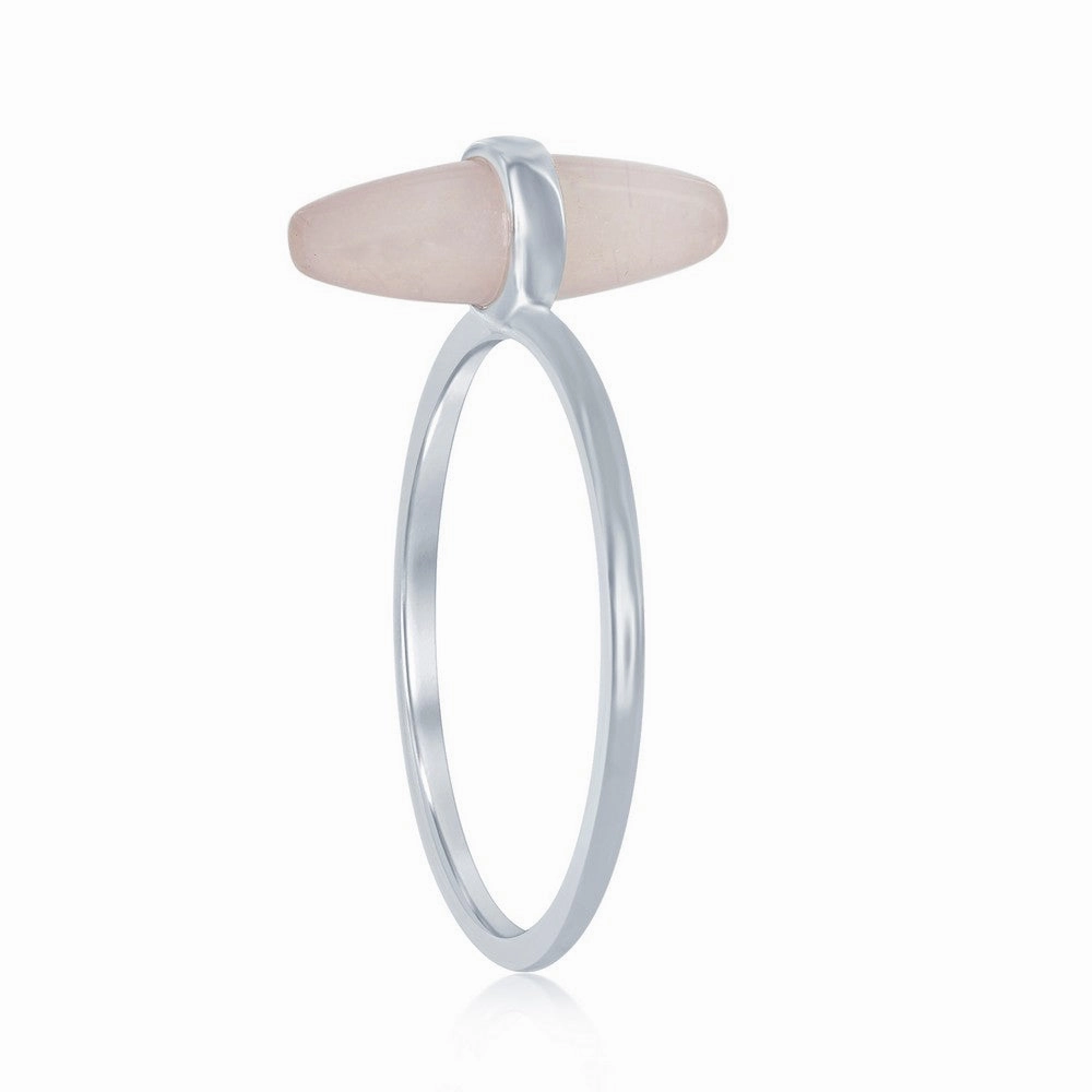 Sterling Silver Marquise Rose Quartz Ring - W-1796