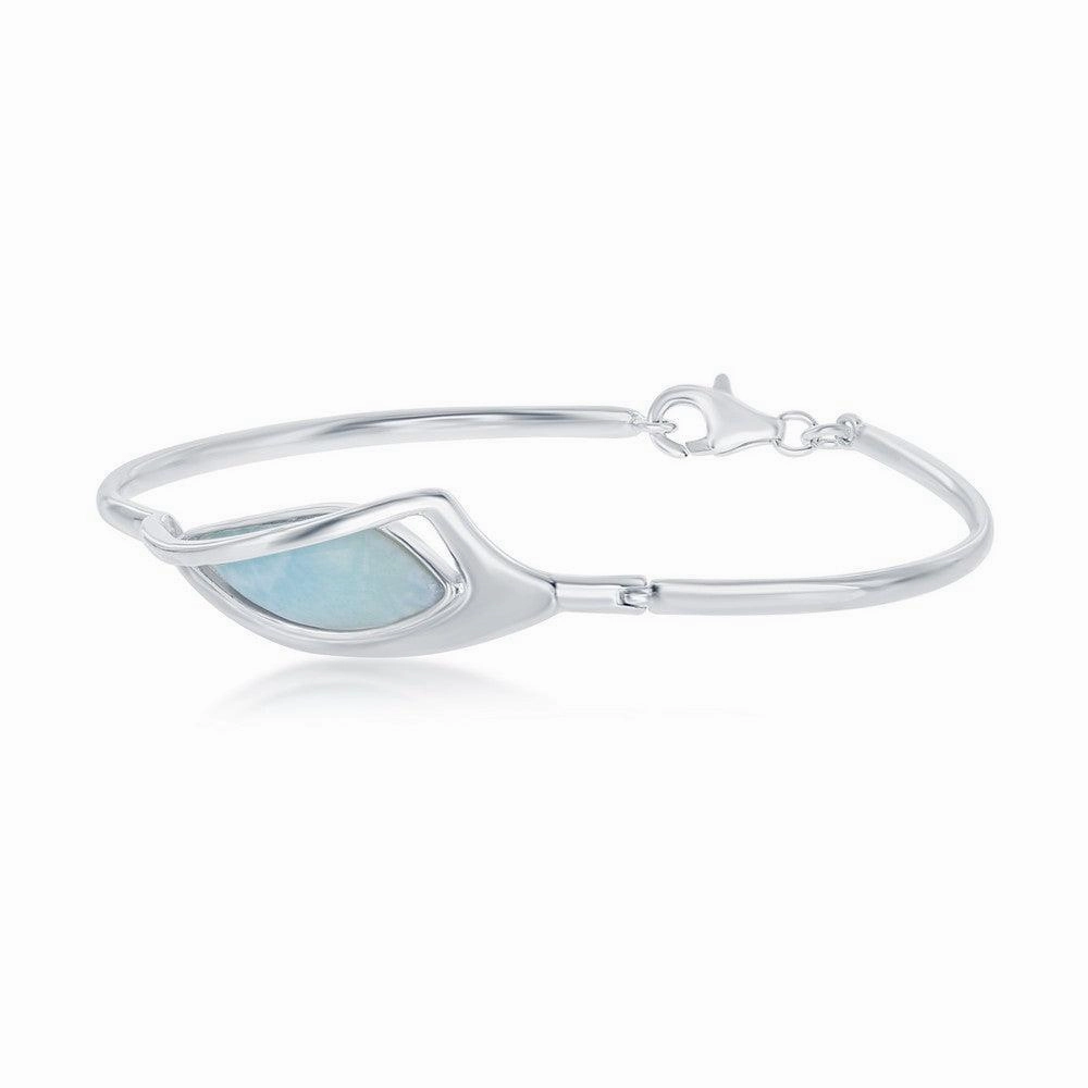 Sterling Silver Marquise Shaped Larimar Bangle