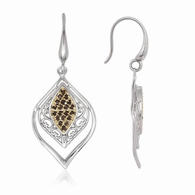 Sterling Silver Marquise Shaped Stones Earrings
