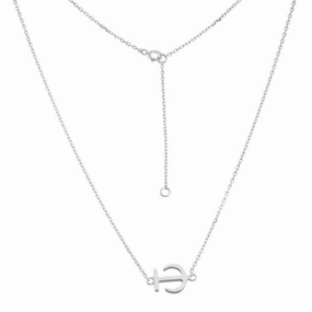 Sterling Silver Matte Anchor Design Necklace