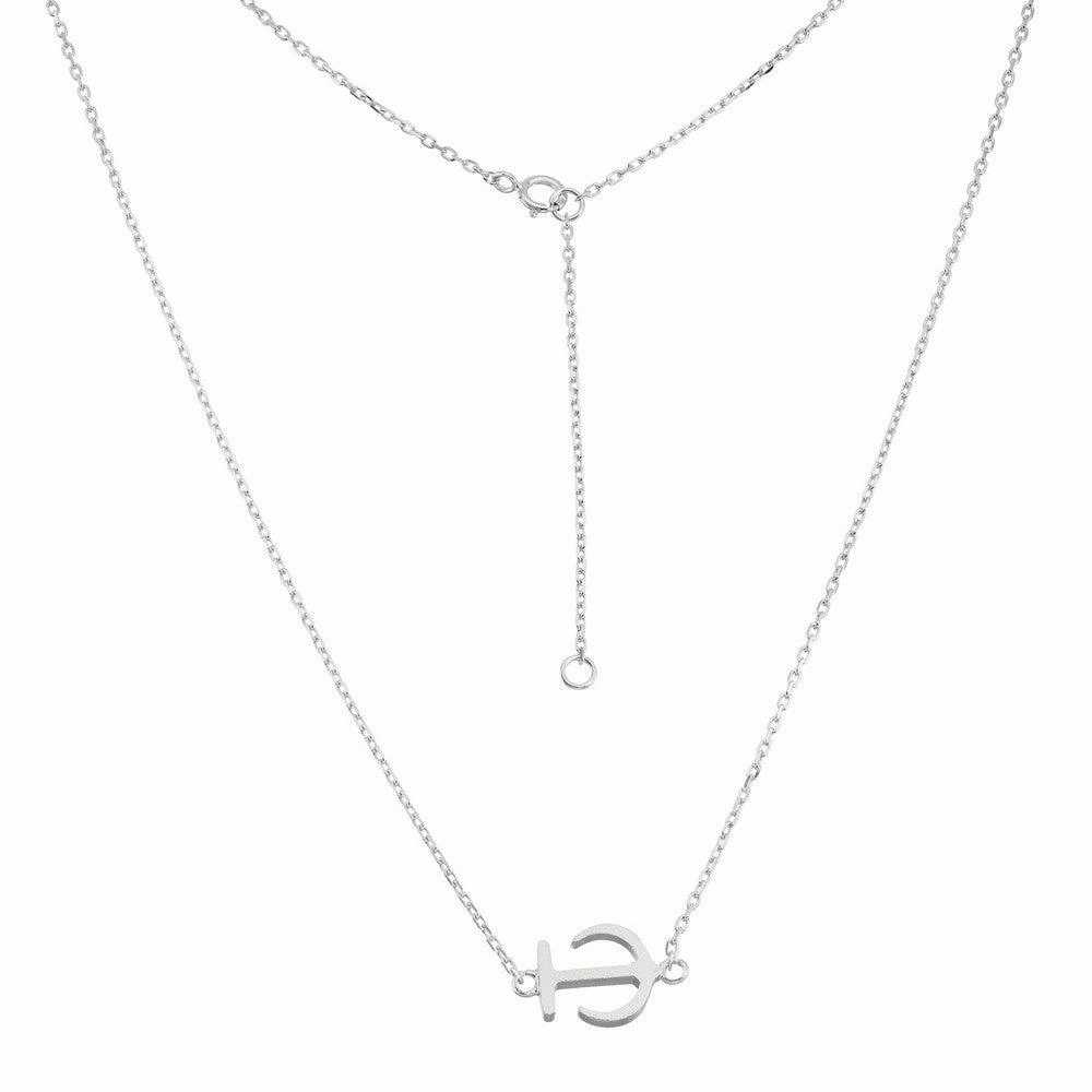Sterling Silver Matte Anchor Design Necklace