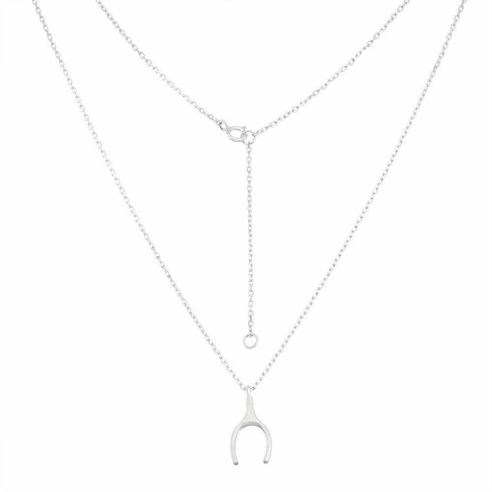 Sterling Silver Matte Wishbone Design Necklace