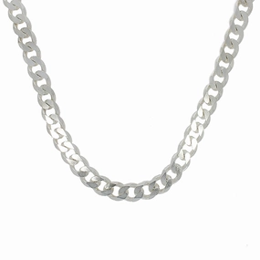Sterling Silver Mens 18" Flat Curb Chain Necklace