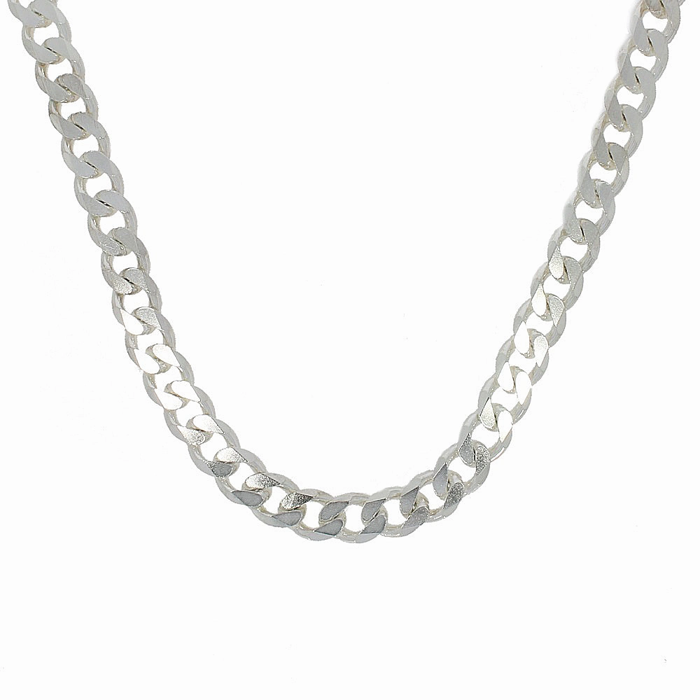 Sterling Silver Mens 18" Flat Curb Chain Necklace